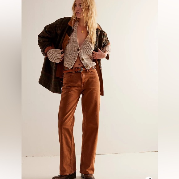 We The Free Denim - Free People - We The Free Brown Straight Leg Jeans